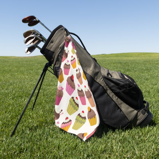 Cupcake Muster, Muffin Muster, Schokolade, Herz Golfhandtuch (Gras)