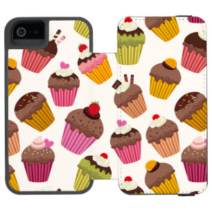 Cupcake Muster, Muffin Muster, Schokolade, Herz Incipio Watson™ iPhone 5 Geldbörsen Hülle