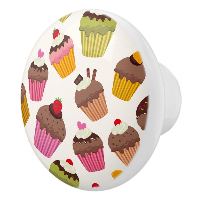 Cupcake Muster, Muffin Muster, Schokolade, Herz Keramikknauf (Rechts)