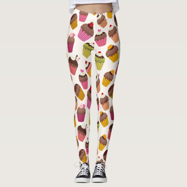 Cupcake Muster, Muffin Muster, Schokolade, Herz Leggings (Vorderseite)