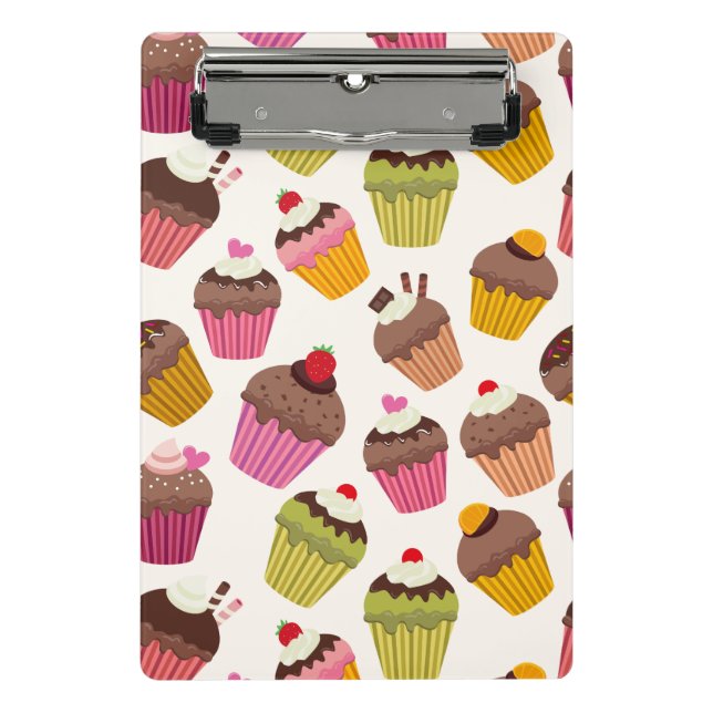 Cupcake Muster, Muffin Muster, Schokolade, Herz Mini Klemmbrett (Vorderseite)