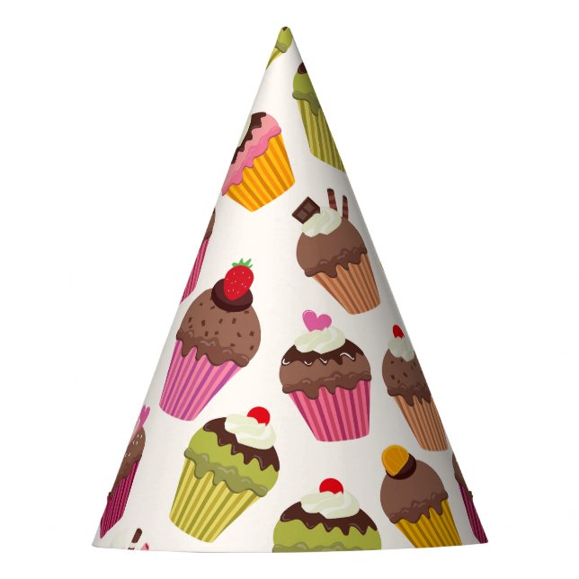 Cupcake Muster, Muffin Muster, Schokolade, Herz Partyhütchen (Vorderseite)