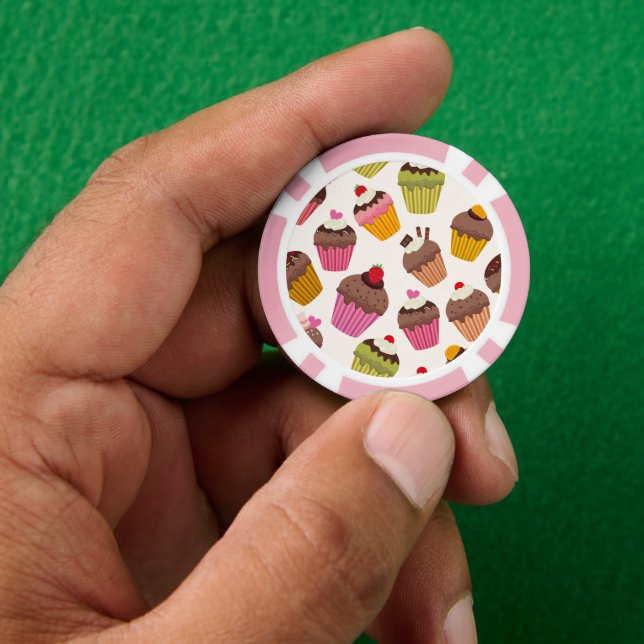 Cupcake Muster, Muffin Muster, Schokolade, Herz Pokerchips (Hand)