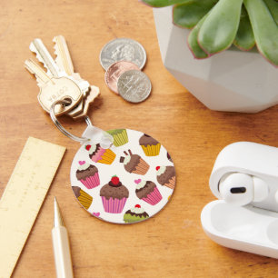 Cupcake Muster, Muffin Muster, Schokolade, Herz Schlüsselanhänger