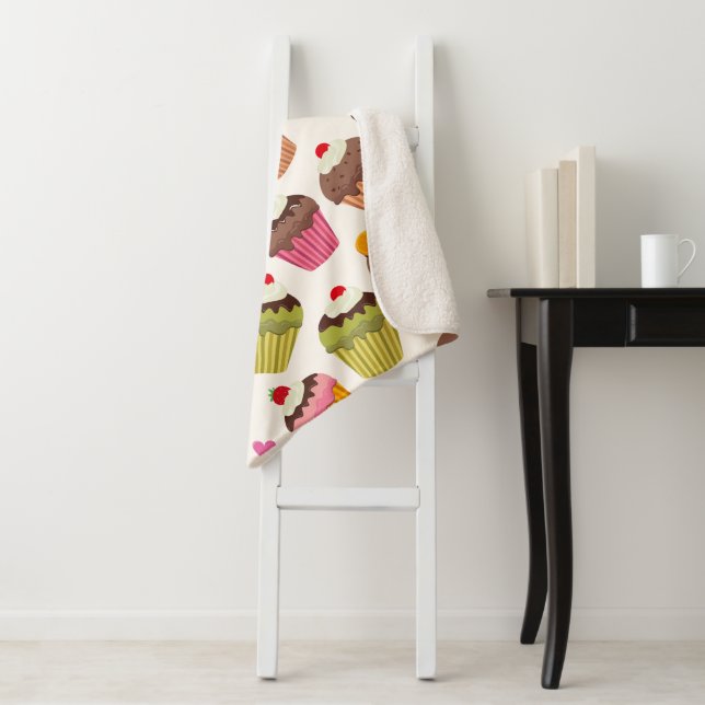 Cupcake Muster, Muffin Muster, Schokolade, Herz Sherpadecke (Beispiel)