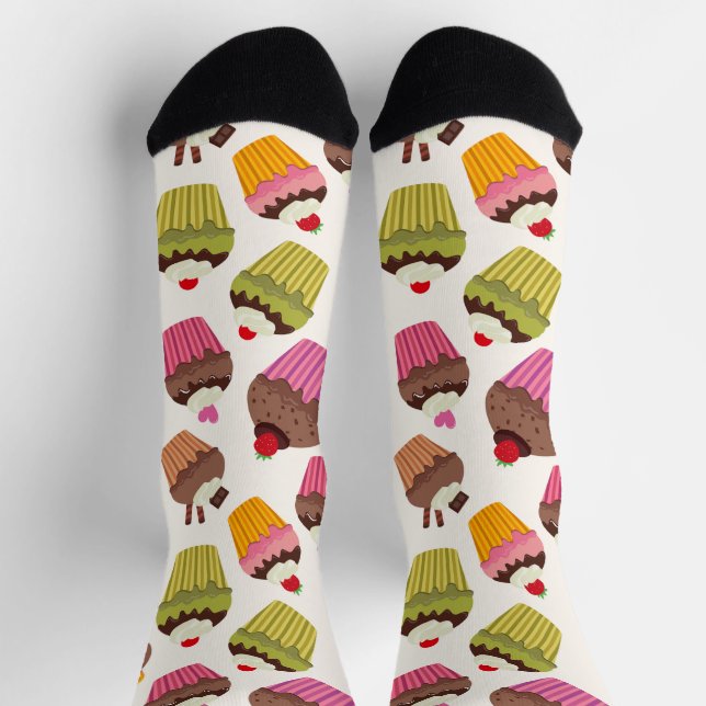 Cupcake Muster, Muffin Muster, Schokolade, Herz Socken (Oben)