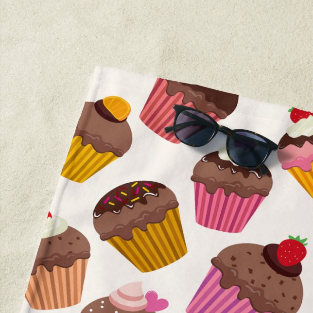 Cupcake Muster, Muffin Muster, Schokolade, Herz Strandtuch (Beispiel)