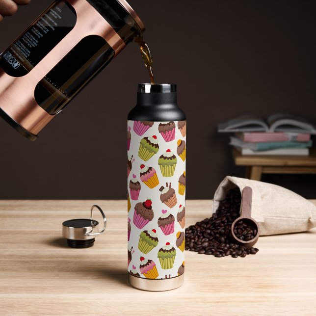 Cupcake Muster, Muffin Muster, Schokolade, Herz Trinkflasche (Kaffee)