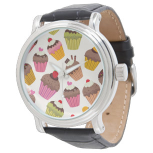 Cupcake-Muster, Muffin-Muster, Schokolade, Herzen Armbanduhr