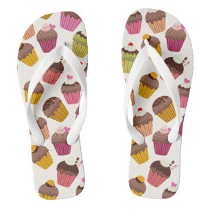 Cupcake-Muster, Muffin-Muster, Schokolade, Herzen Flip Flops