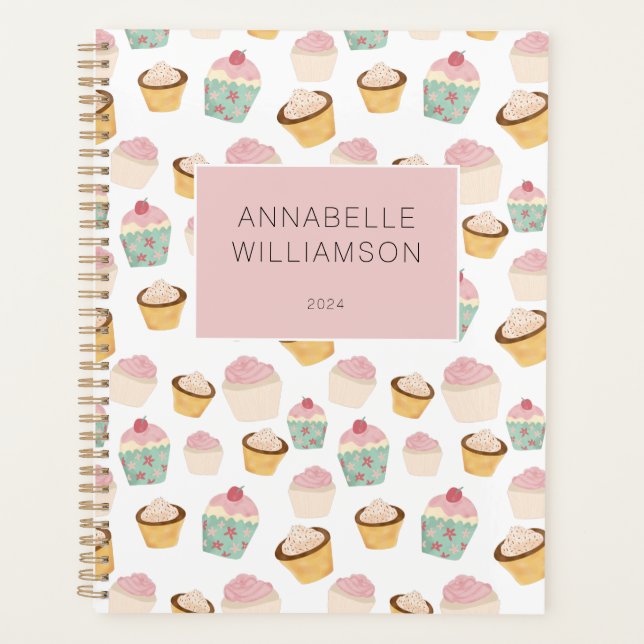 Cupcake Muster Personalisiert Planer (Vorderseite)