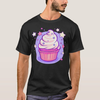 Cupcake Niedlich Pastel Kawaii Celestial Stars Bac T-Shirt