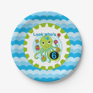 Cupcake Octopus 6. Geburtstagspapier Teller