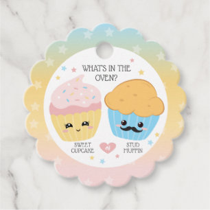 Cupcake oder Stud Muffin Gender Reveal Geschenkanhänger