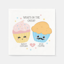 Cupcake oder Stud Muffin Gender Reveal Serviette