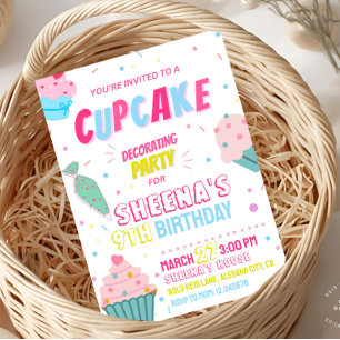 Cupcake-Party-Dekorations-Geburtstags-Einladung  Einladung