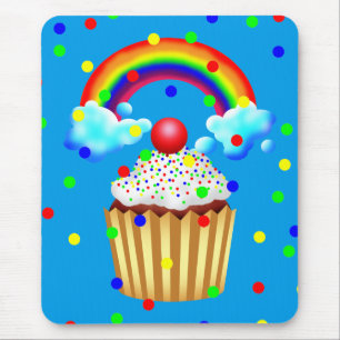 Cupcake-Party mit Regenbogen und Sprinklen Mousepad