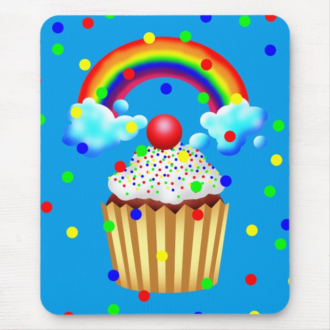 Cupcake-Party mit Regenbogen und Sprinklen Mousepad (Vorne)