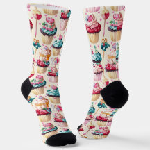 Cupcake Pattern Crew Socken