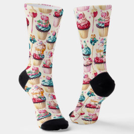 Cupcake Pattern Crew Socken