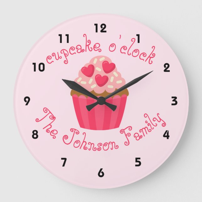 Cupcake Personalisiert Kitchenuhr Große Wanduhr (Vorderseite)