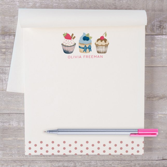 Cupcake Personalisiert Notepad - Pink Polka Dot Sw Notizblock (Von Creator hochgeladen)