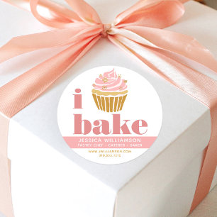 Cupcake Pink Koch Konditorei Moderner Typ Runder Aufkleber
