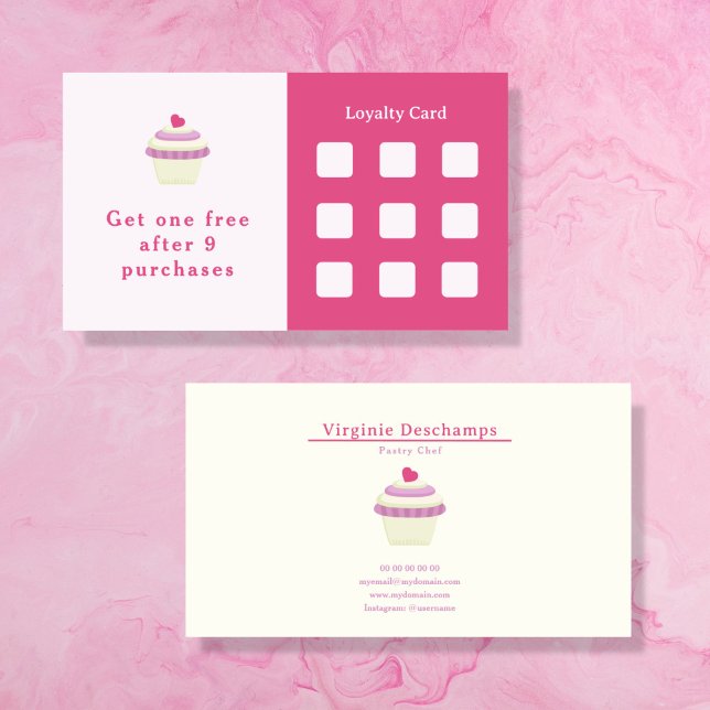 Cupcake Pink Loyalty Card Visitenkarte (Cupcake Pink Loyalty Card)