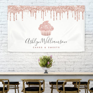 Cupcake Pink Rose Gold Glitzer Tropfen Bäckerei Ko Banner