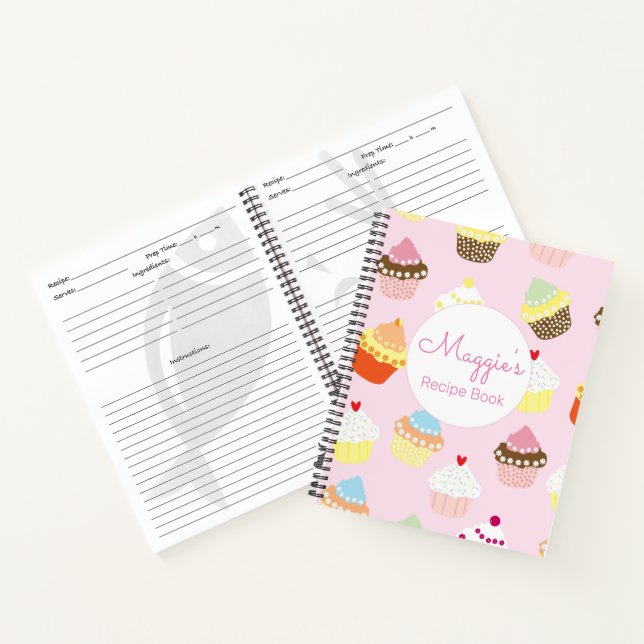 Cupcake Pink Spiral Rezept Notebook Custom Notizbuch (Innenseite)