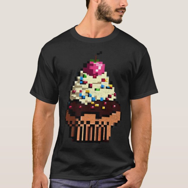 Cupcake Pixel 8 bit Retro Hungry Byte Game Cake Fo T-Shirt (Vorderseite)