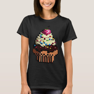 Cupcake Pixel 8 Bit Retro Hungry Byte Spiel Kuchen T-Shirt