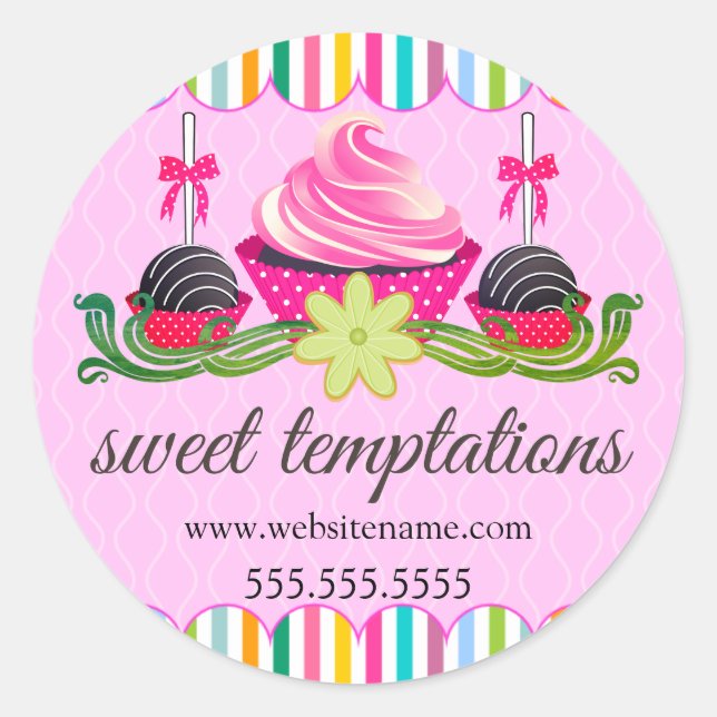 Cupcake Pops Keks Backwaren Box Siegel Runder Aufkleber (Vorderseite)