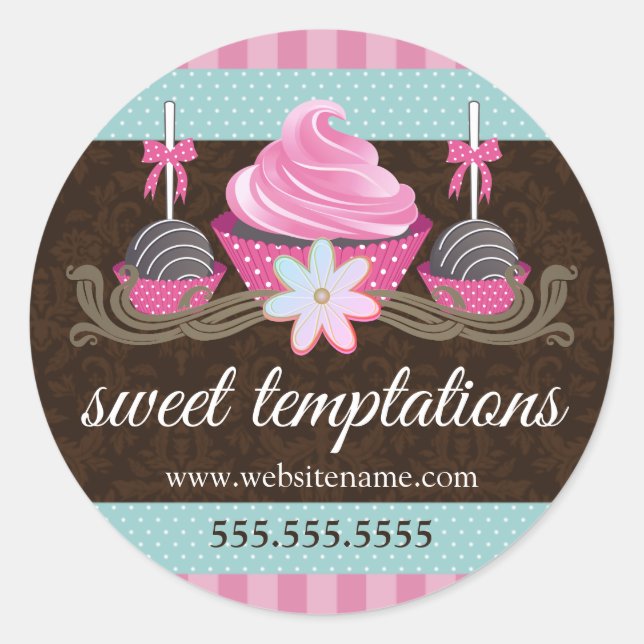 Cupcake Pops Keks Backwaren Box Siegel Runder Aufkleber (Vorderseite)