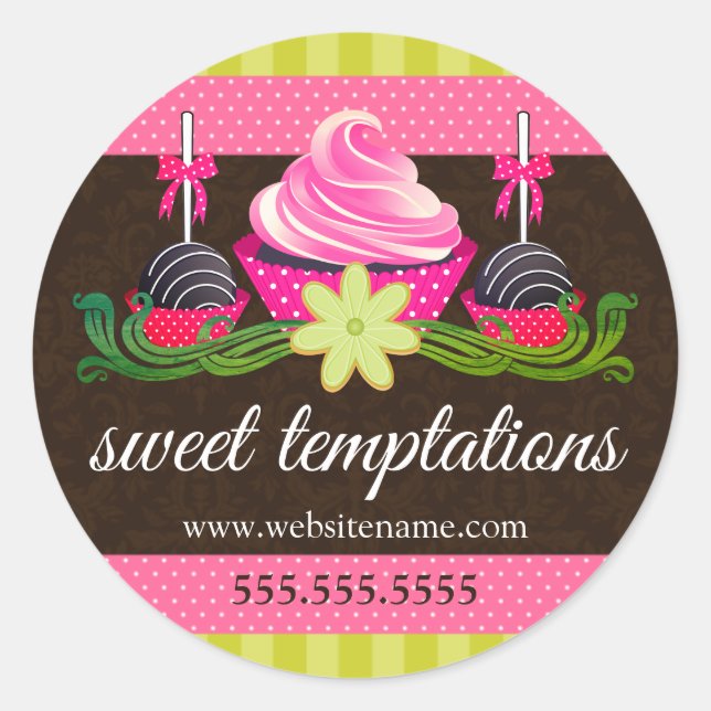 Cupcake Pops Keks Backwaren Box Siegel Runder Aufkleber (Vorderseite)