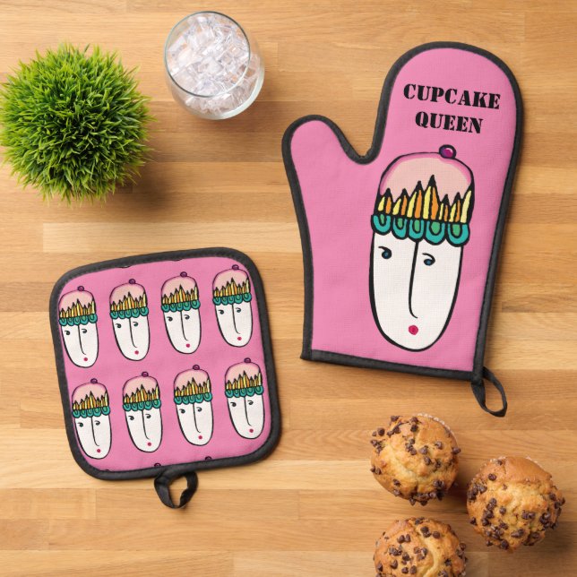 Cupcake Queen Ofenhandschuh & Topflappen-Set (Oben Unten)