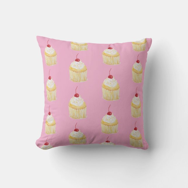 Cupcake Rainbow Sprinkles Throw Kissen (Vorderseite)