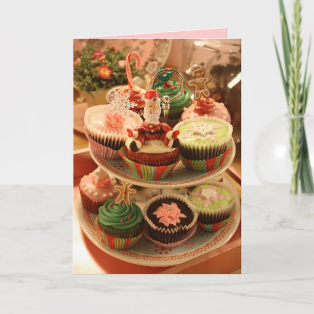 Cupcake Rezept Weihnachtskarte Feiertagskarte (Vorderseite)