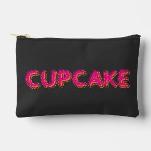 Cupcake Rosa Schwarzer Benutzerdefinierter Text Zubehörtasche