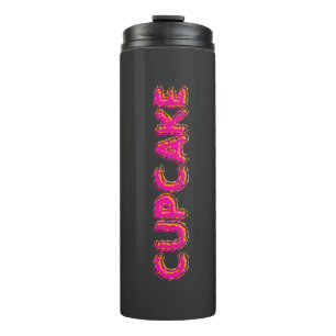 Cupcake Rosa Text Benutzerdefiniert Schwarz Thermosbecher