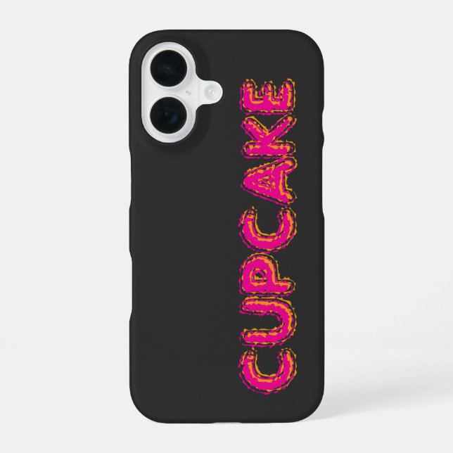 Cupcake Rosa Text Custom Schwarz  iPhone 16 Hülle (Rückseite)