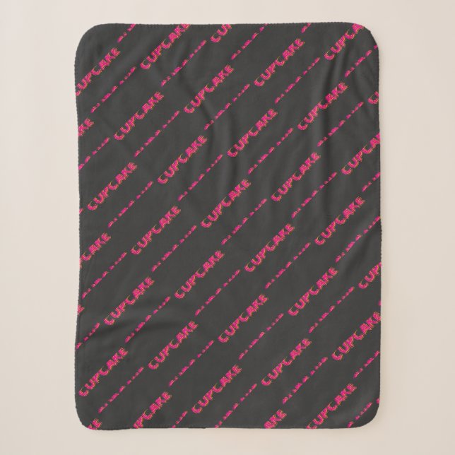 Cupcake Rosa Text Custom Schwarz  Sherpadecke (Vorderseite)