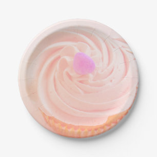 Cupcake rosa Zuckerguss Süßigkeiten Herz niedlich Pappteller