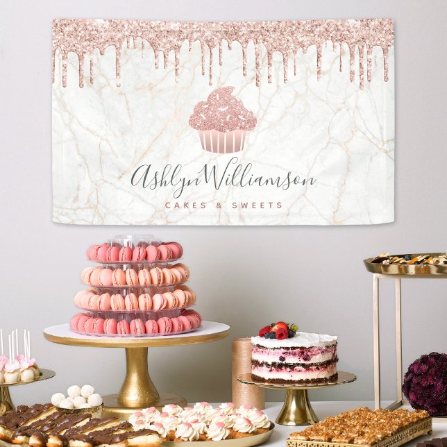 Cupcake Rose Gold Glitzer Tropfen Marmorbäckerei K Banner (Von Creator hochgeladen)