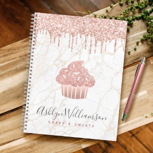 Cupcake Rose Gold Glitzer Tropfen Marmorbäckerei K Notizbuch