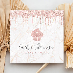 Cupcake Rose Gold Glitzer Tropfen Marmorbäckerei K Quadratische Visitenkarte