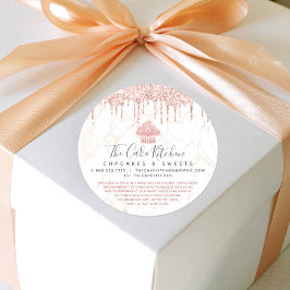 Cupcake Rose Gold Glitzer Tropfen Marmorbäckerei R Runder Aufkleber
