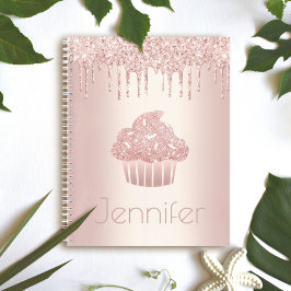 Cupcake Rose Gold Glitzer Tropfen Name glac modern Notizbuch