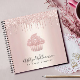 Cupcake Rose Gold Konditorei Glitzer Tropfen Notizbuch