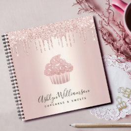 Cupcake Rose Gold Konditorei Glitzer Tropfen Notizbuch